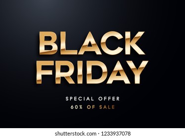 Black Friday golden vector illustration