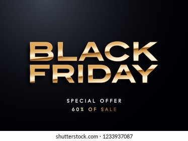 Black Friday golden vector illustration
