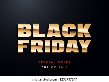 Black Friday golden vector illustration