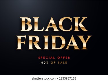 Black Friday golden vector illustration