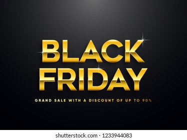 Black Friday golden vector illustration