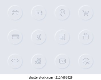 iconos vectoriales grises de viernes negro en botones de goma redondos. juego de iconos de viernes negro para web, aplicaciones móviles, diseño ui y poligrafía de negocios de promoción