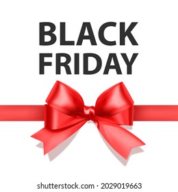 Schwarze Friday Grußkarte mit großer roter Schleife, eine Vorlage für Ihr Design, eine Ferienkarte
