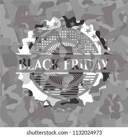 Black Friday grey camouflage emblem