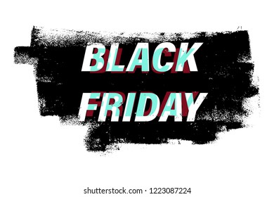 Black Friday Grunge Banner. Distress paint roller season sale design template. EPS10 vector.