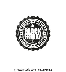 Black Friday Grunge Stamp with pound signs, vector