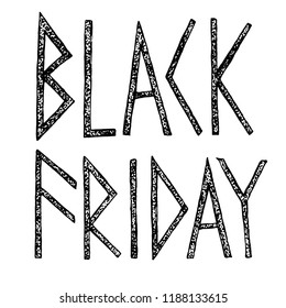 Black Friday hand drawn inscription. Original design. Handmade autumn sales illustration.