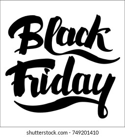 Black Friday hand drawn lettering font promotion vector for shopping banner card. poster with text for invitation or flyer. Hand written design element.