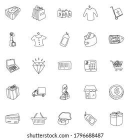 black friday hand drawn linear vector icons isolated on white background. black friday doodle icon set for web and ui design, mobile apps and print products