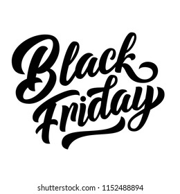 Black friday hand lettering, brush calligraphy isolated on white background. Sale type design. Vector typography illustration.