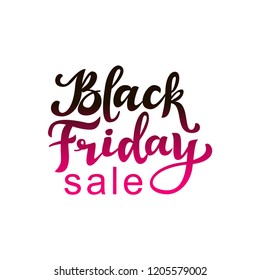 Black friday hand lettering, isolated on white background. Sale vintage type design. Vector calligraphy illustration.
