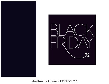 Black Friday - hand lettering in minimalistic style; white letters on black background. Vector illustration for banners, prints, stickers, badges, online stores, web, posters and flyers.