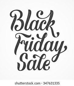 Black friday hand lettering. Black weathered grunge text on white.