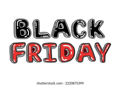 Black Friday Hand Write Black and Red Friday Ink Text Isolated on White Background Vintage Style Alphabet Black Friday Creative Text Element November 2022 Super Sale Vector Design Background Big Sale