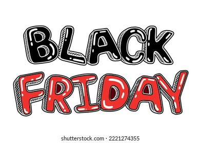 Black Friday Hand Write Black and Red Friday Ink Text Isolated on White Background Vintage Style Alphabet Black Friday Creative Text Element November 2022 Super Sale Vector Design Background Big Sale