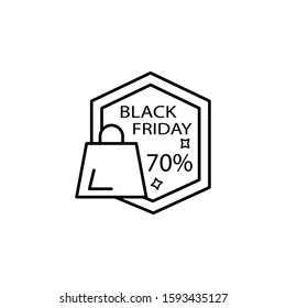 Black friday, handbag, 70 percent icon. Simple thin line, outline vector of black friday icons for ui and ux, website or mobile application