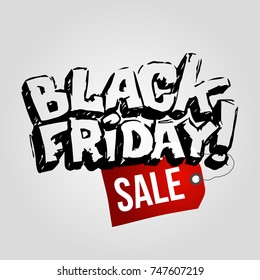 Black friday hand-drawn sale banner. vector template