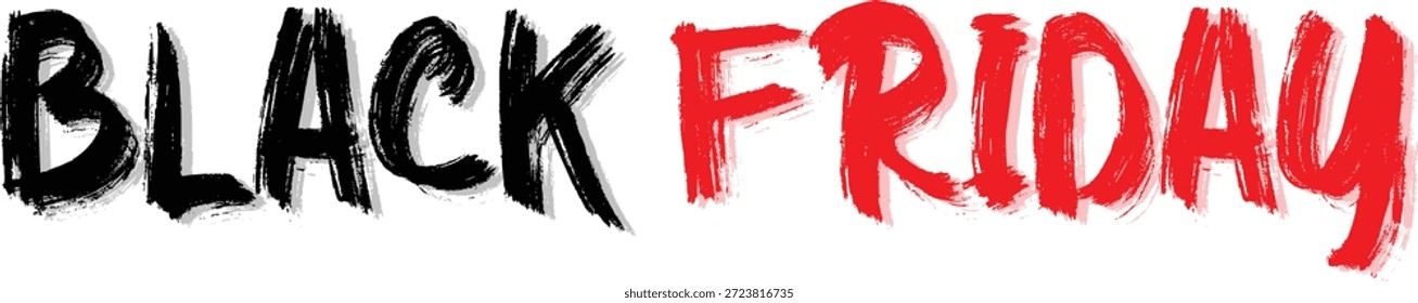 Black Friday handwritten brush typography vector. Bold expressive lettering with rough paint texture. Eye catching sale text for retail promotion.