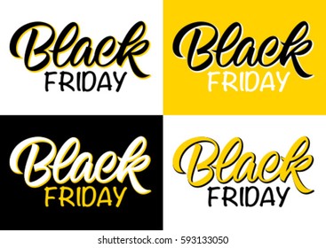 black friday, handwritten text, calligraphy, set of cards