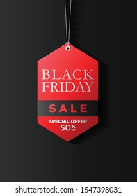 black friday hang tag with black background