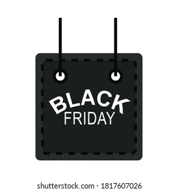 black friday, hanging board with lettering dark background icon flat style vector illustration