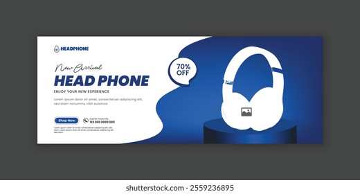 Black Friday headphone sale social media banner  template or headphone sale web banner design 