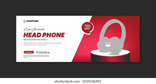 Black Friday headphone sale social media banner  template or headphone sale web banner design 