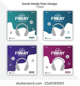 Black friday headphone sales social media post design template. 