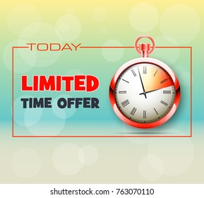 Black Friday holiday pocket watch banner. Informational poster timer sales discounts. Vector chronometer background. Time sale banner with clock icon. Abstract advertising watch discount poster