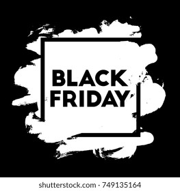 Black friday. Holiday sale. Border frame/ Big shopping. Ink painting. Hand drawn. Vector artwork. Black and white. Watercolor paint. Poster, banner, print. Advertising design, branding, logo label