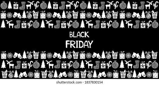 Viernes negro. Banner horizontal. Ilustración vectorial