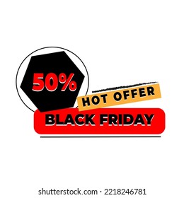 Black friday Hot Offer Promo tag banner illustrator