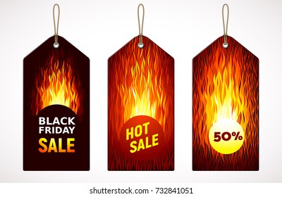 Black Friday Hot Sale on price tag. Set of three variations. Eps8. RGB Global colors