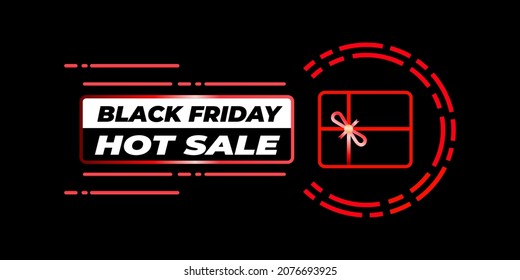 Black Friday Hot Sale For Sales Discounts Advertising Banner. Vintage Red Text For Hot Deal  From The Seller