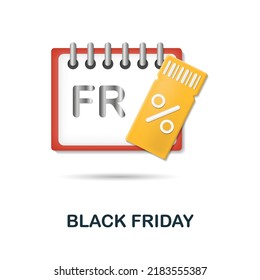 Black Friday icon. 3d illustration from e-commerce collection. Creative Black Friday 3d icon for web design, templates, infographics and more