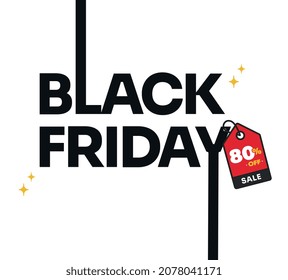 Black friday icon with 80% off on shopping