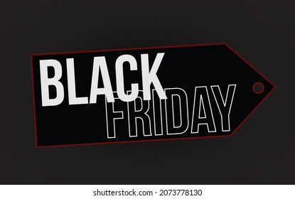 Black Friday Icon. Card for sales and promotions. Black card with red detail.