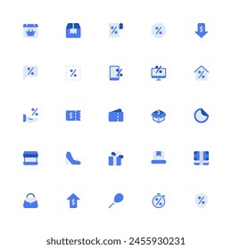 Black Friday Icon Collection. Pixel Perfect Shopping Monochrome Style 2D Icon