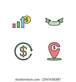 Black friday icon design vector symbol set including profit chart, parchment, cash back and location