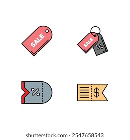 ícone de sexta-feira preta design vetor símbolo conjunto incluindo tag e cupom de desconto