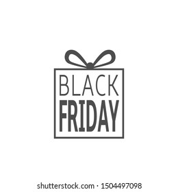 Black Friday icon. Gift box with bow, shopping day Black Friday Sale