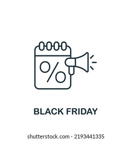 Icono del Viernes Negro. Línea simple icono de Retail para plantillas, diseño web e infografías