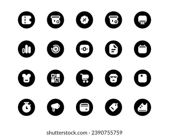 Black Friday Icon Pack Circular Filled Style. E-Commerce Icons Collection Perfect for Websites, Landing Pages, Mobile Apps, and Presentations. Suitable for User Interface or User Experience UI UX.