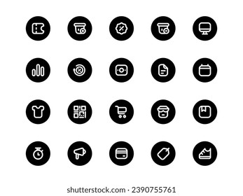 Black Friday Icon Pack Circular Outline Style. E-Commerce Icons Collection Perfect for Websites, Landing Pages, Mobile Apps, and Presentations. Suitable for User Interface or User Experience UI UX.