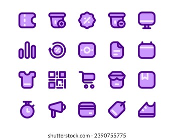 Black Friday Icon Pack Outline Two-Tone Style. E-Commerce Icons Collection Perfect for Websites, Landing Pages, Mobile Apps, and Presentations. Suitable for User Interface or User Experience UI UX.