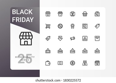 black friday icon pack for your web site design, logo, app, UI. Vector graphics illustration and editable stroke. EPS 10.