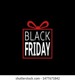 Black Friday icon. Red Gift box with bow, shopping day