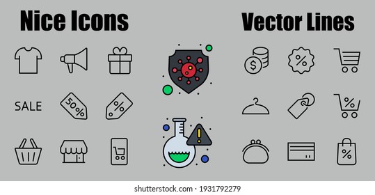 Black Friday Icon Set contains icons of Promotions, Discounts Shopping, Shopping Cart. Editable stroke. Vector Symbols, Linear.