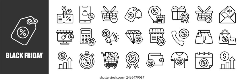 Black Friday icon set for design elements