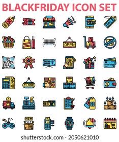 Black friday icon set filled outline design